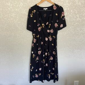 Black Floral Midi Dress